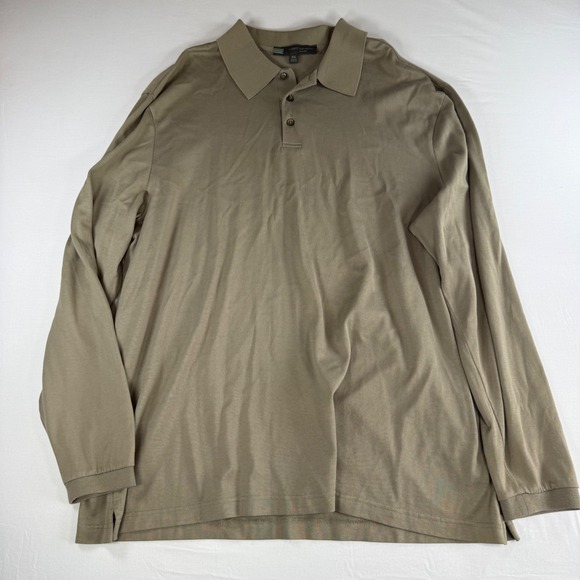 Robert Barakett Other - Robert Barakett Mens XXL Long Sleeve Pima Cotton Polo Shirt Taupe Brown